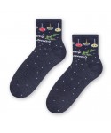 Steven 099 vánoční koule tmavě modré Dámské ponožky