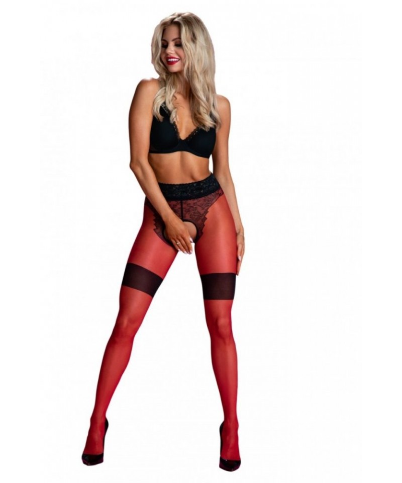 E-shop Amour Diva Red-Black 30 DEN Punčochové kalhoty