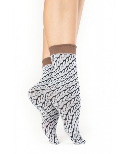 Fiore Cute Knit G 1136 bílo-hnědé Dámské ponožky