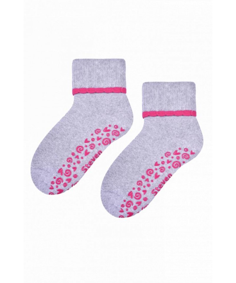 Steven 038 ABS šedo-růžové Ponožky