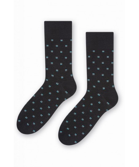 Steven 056 194 vzor černé Oblekové ponožky