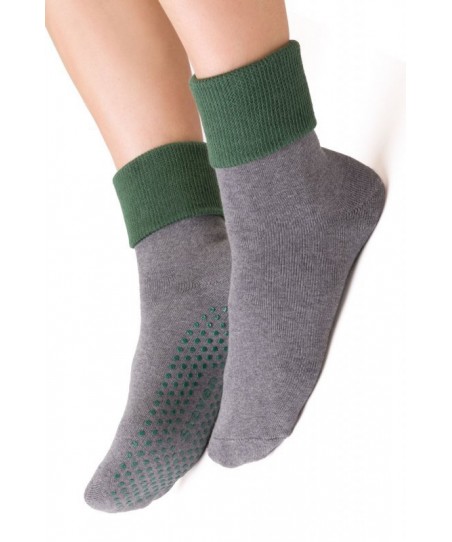 Steven abs 126 šedo-zelené froté Dámské ponožky
