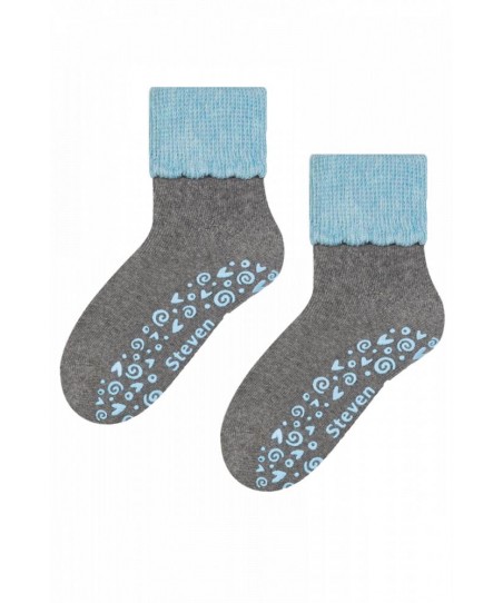 Steven 038 tmavě šedo-modré ABS Dětské ponožky