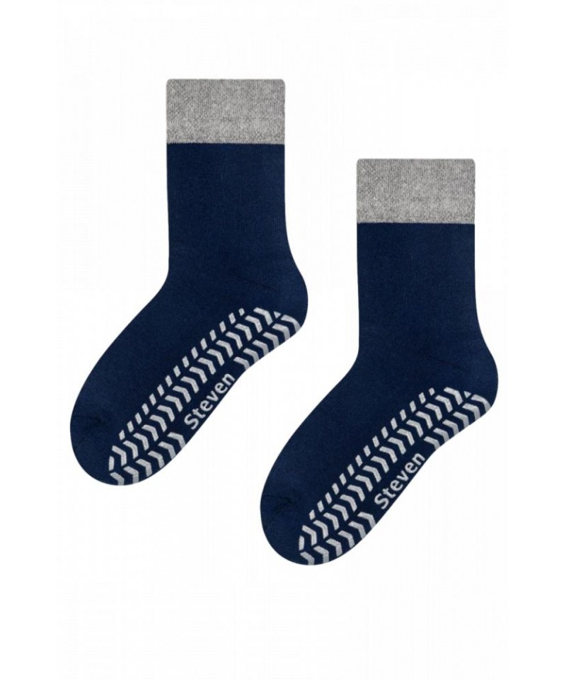 Steven 038 tmavě modro-šedé ABS Dětské ponožky