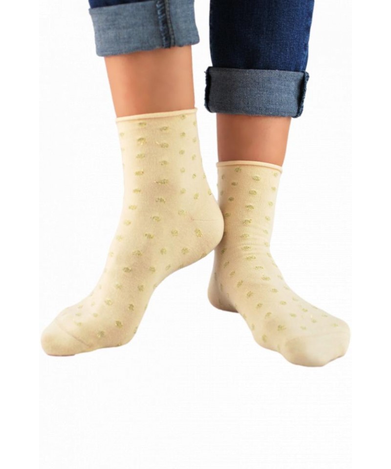 E-shop Noviti SB024 puntíky Lurex Dámské ponožky