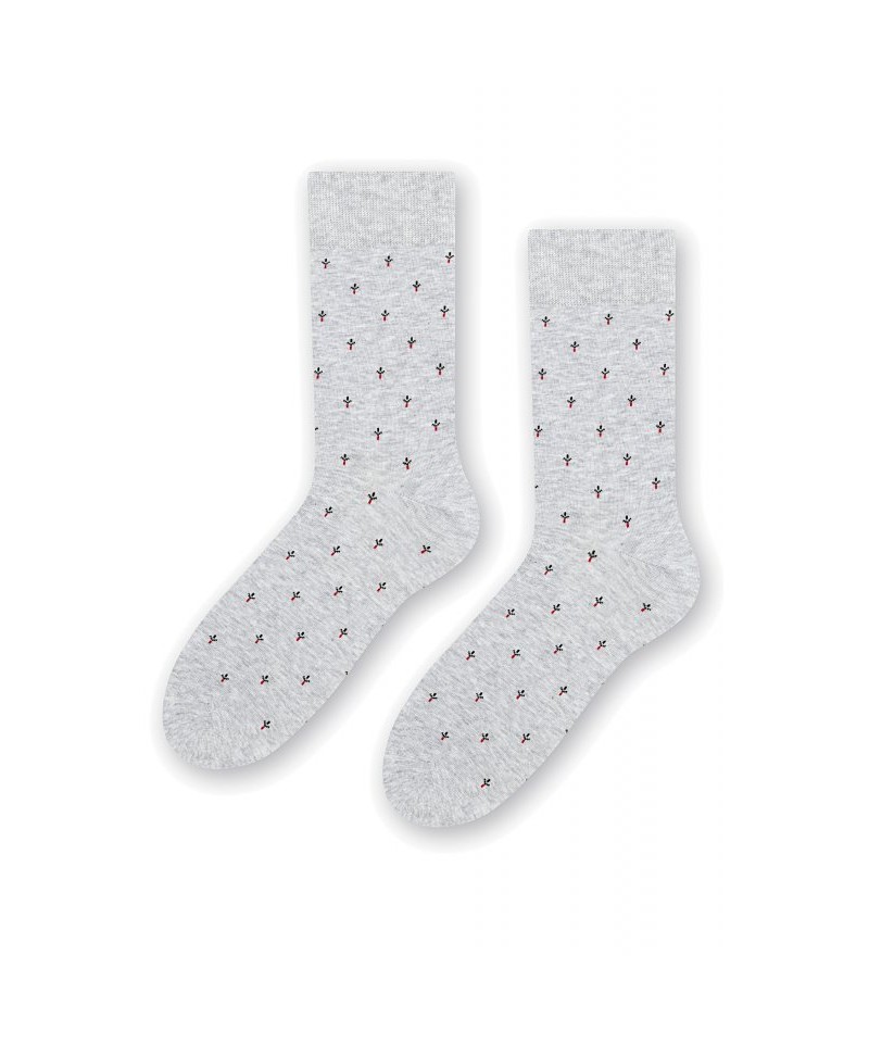 Steven 056 207 vzor šedé Pánské oblekové ponožky