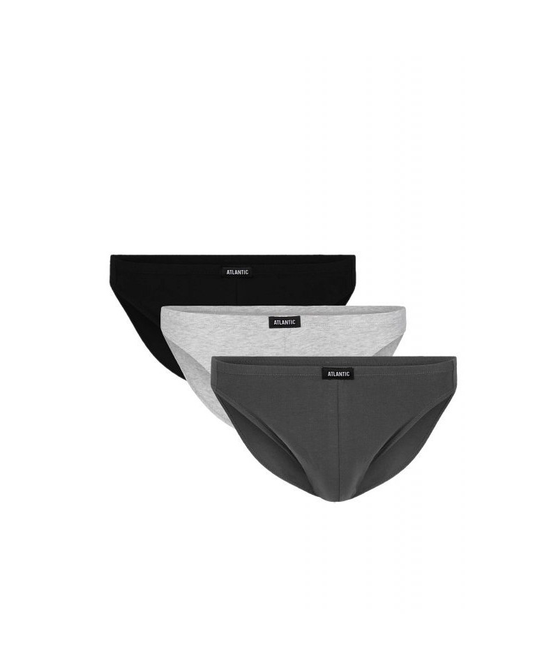 E-shop Atlantic 230 3-pak černé/šedý melanž/grafitové mini Pánské slipy