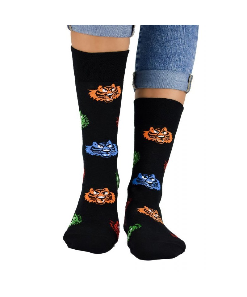 E-shop Noviti SB 002 U 15 tygři černé Pánské ponožky