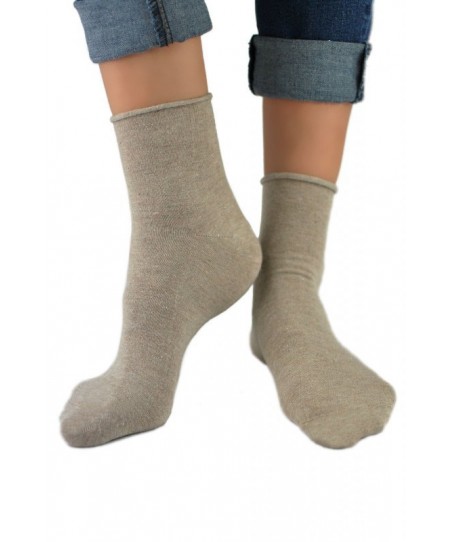 Noviti SB 022 W 02 lurex stříbrno-béžové Dámské ponožky