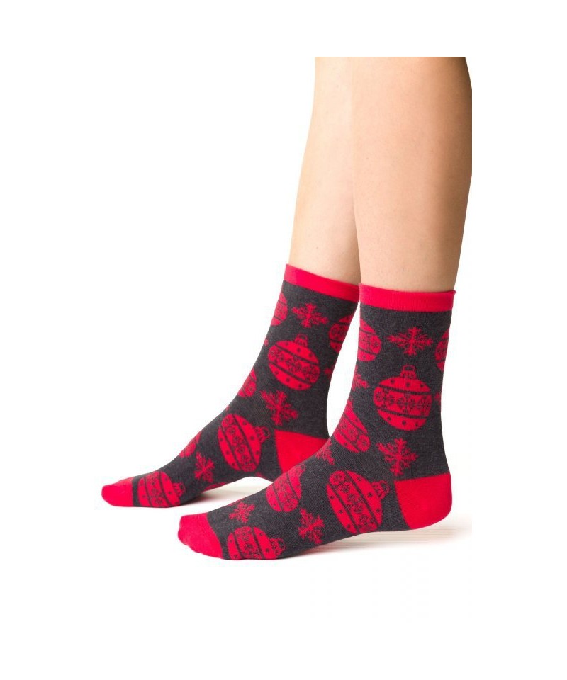E-shop Steven 136 099 vánoční koule grafitové Dámské ponožky