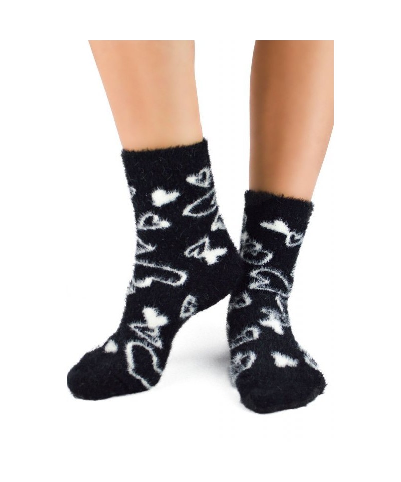 E-shop Noviti SB 033 W 01 srdce černé Dámské ponožky