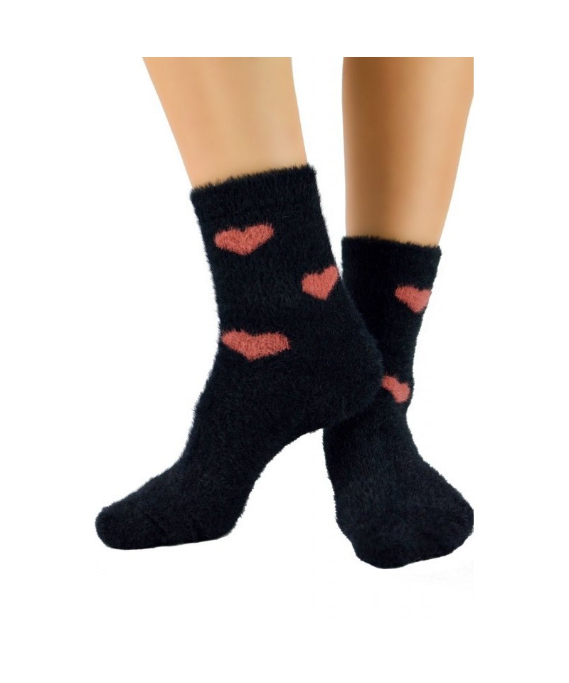 E-shop Noviti SB 055 W 02 srdce černé Dámské ponožky