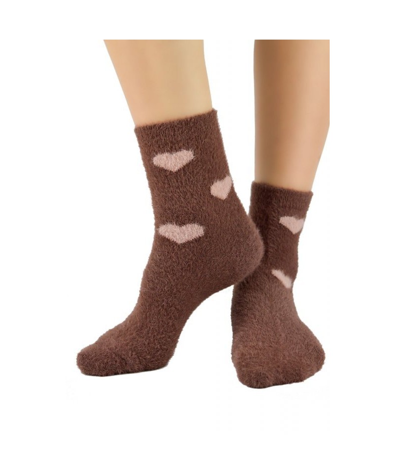 E-shop Noviti SB 055 W 03 srdce hnědé Dámské ponožky