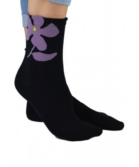 Noviti SB 049 W 02 květina černé Dámské ponožky