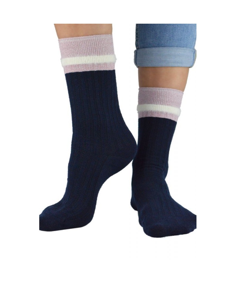 E-shop Noviti SB 050 W 03 černo-růžové Dámské ponožky