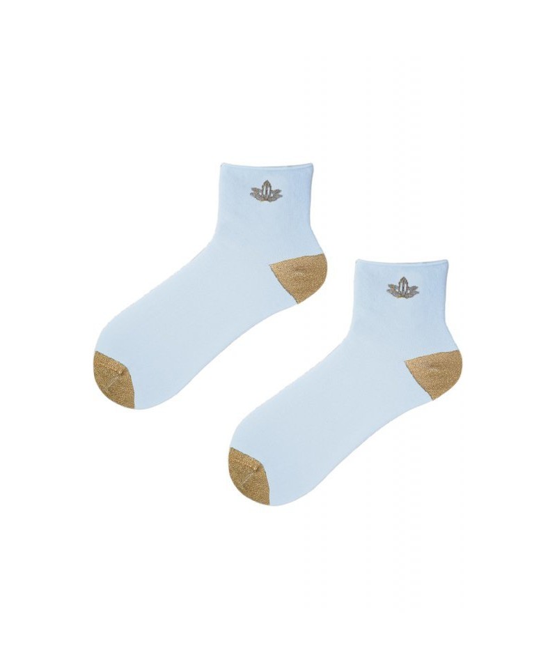 E-shop Noviti SB 028 W 01 zlatá lilie bílé Dámské ponožky