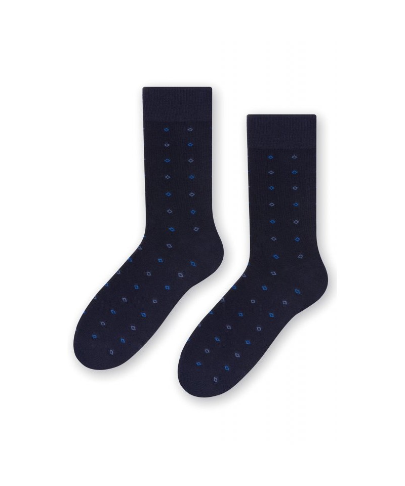 E-shop Steven 056 222 vzor tmavě modré Pánské oblekové ponožky