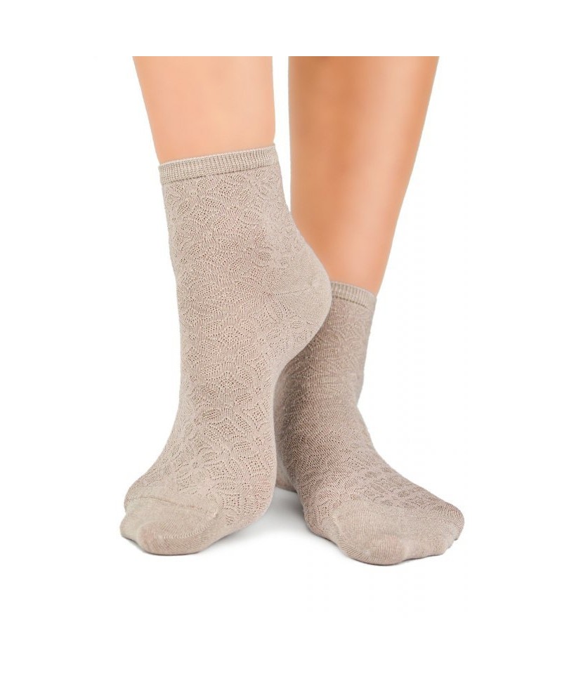 E-shop Noviti ST 041 W 02 ažur béžové Dámské ponožky
