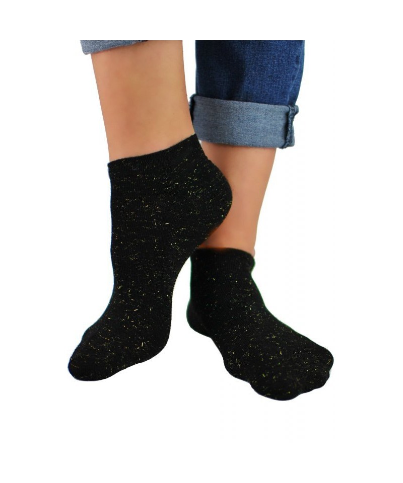 E-shop Noviti ST 022 W 02 lurex zlato-černé Dámské ponožky