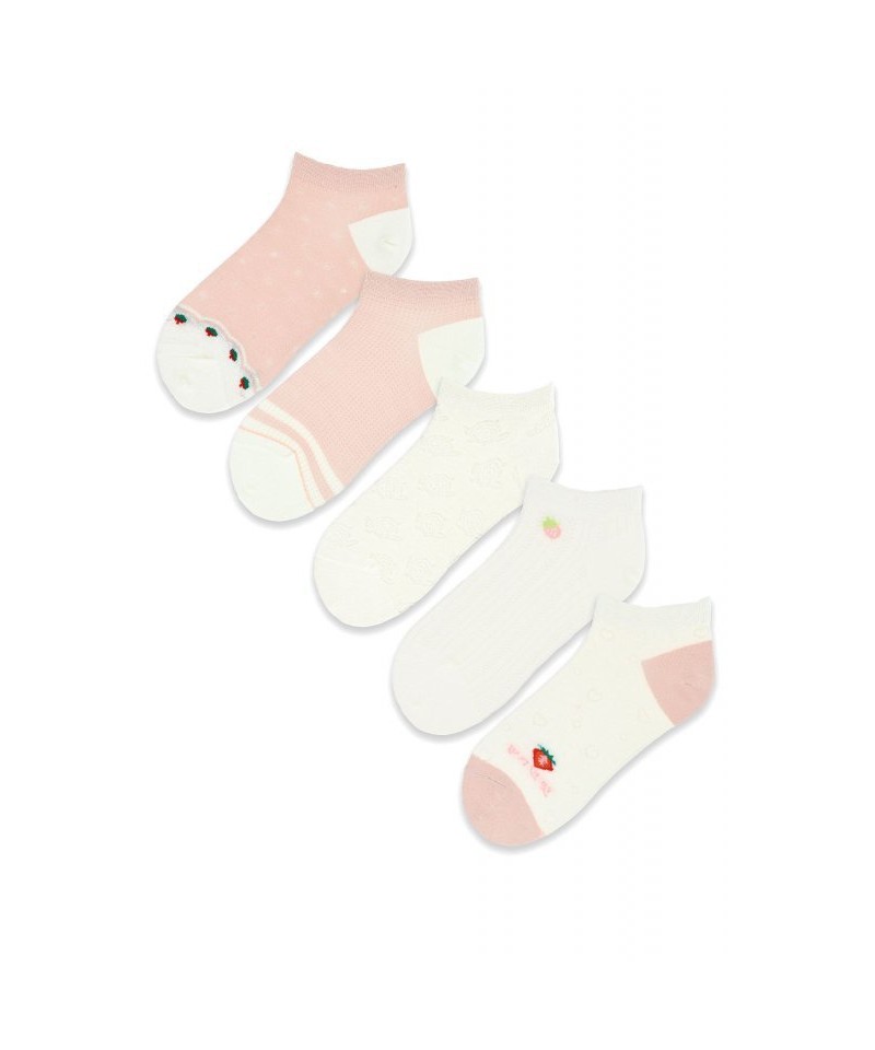 E-shop Noviti ST 030 W 01 ecru-růžové Dámské kotníkové ponožky